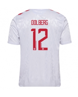 Danimarca Kasper Dolberg #12 Maglia Gara Trasferta Repliche Europei 2024